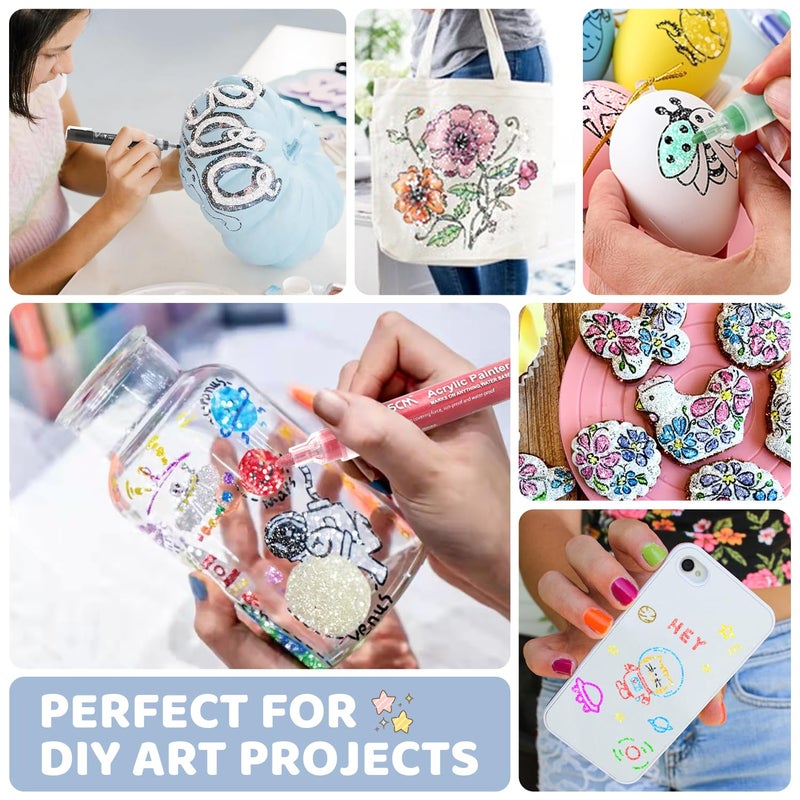 ZSCM QUALITY DECIDES THE FUTURE ZSCM Large Acrylic Glitter Markers Pen, 12 Colors Stocking Stuffers Gifts, Metallic Shimmer Markers for Doodle Writing, Glitter Art Crafts Gifts Trendy Stuff Christmas Stocking Stuffers - Image 4